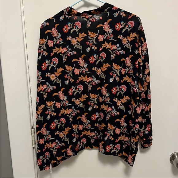 Loft floral long sleeve open front blouse - Picture 7 of 8